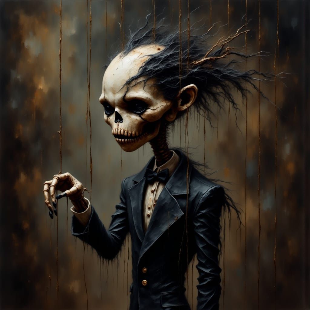 Gothic Marionette in Dark Surrealist Style