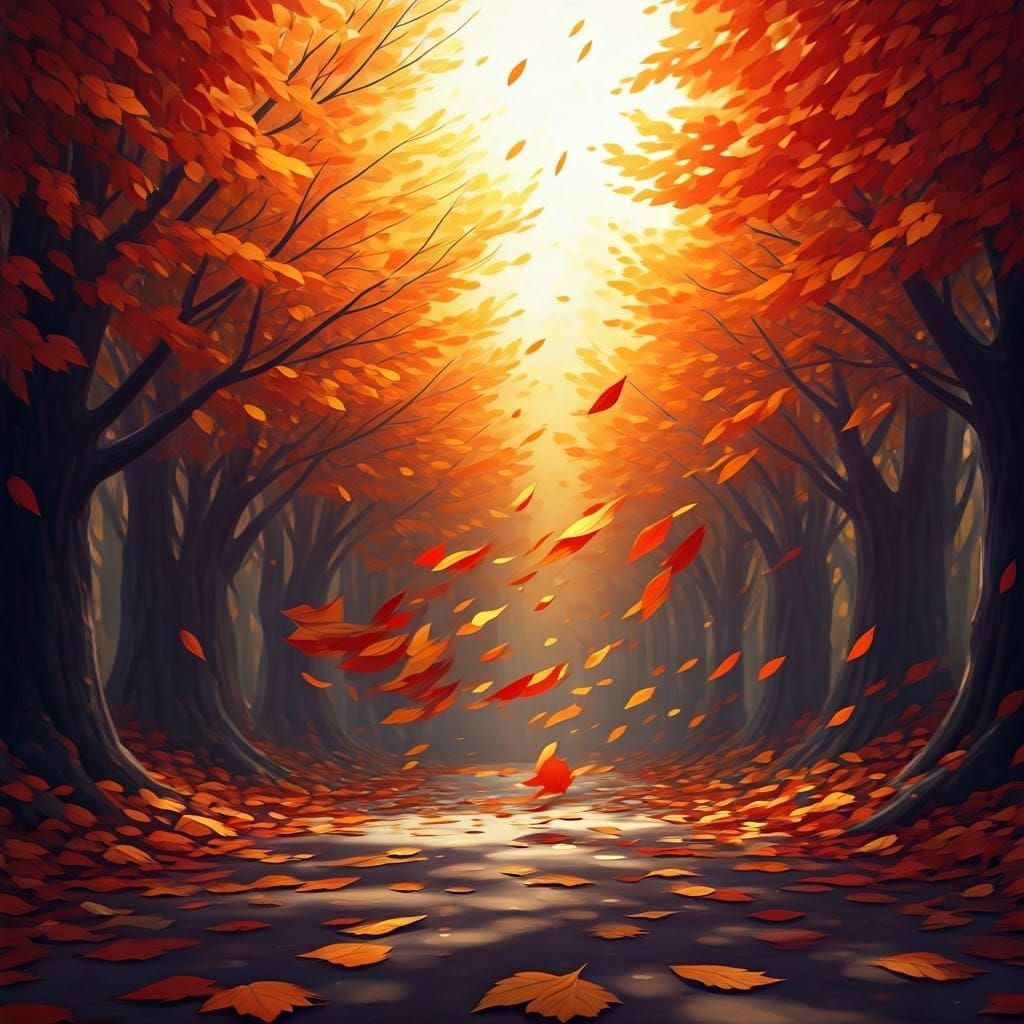 Autumn Leaves Dance in Impressionistic Light