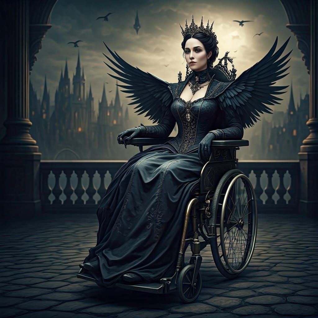 Gothic Victorian Woman in Mystical Wheelchair