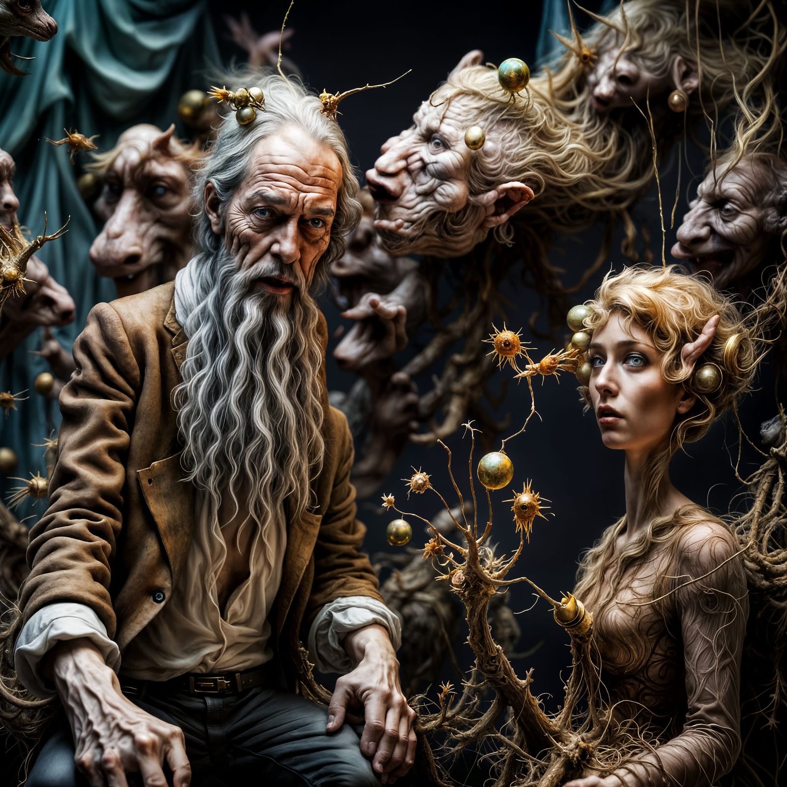 Magical Necromancer in Surreal Biologic Art Style