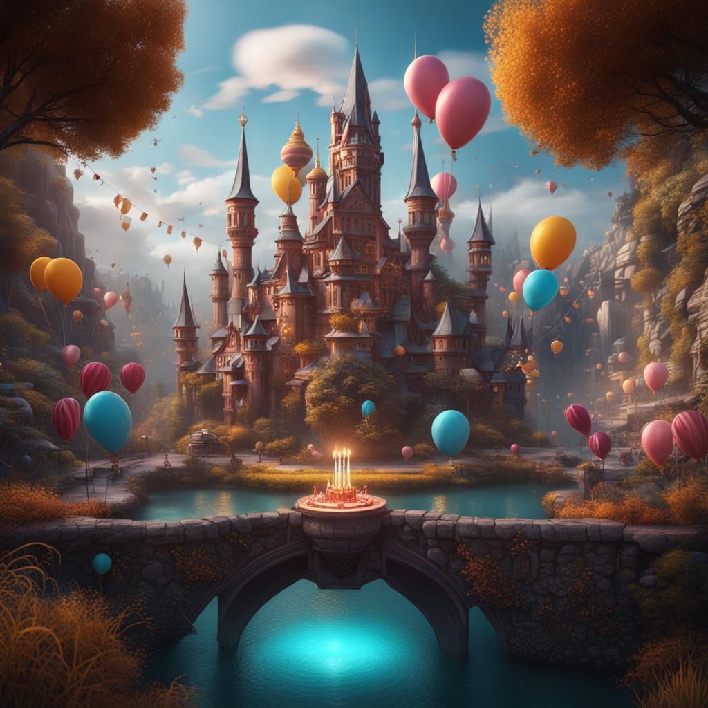 Fantastical 34th Birthday Invitation: Detailed Matte Paintin...