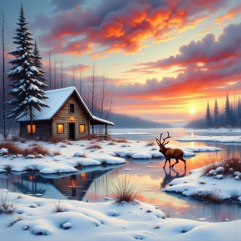Post-Impressionist Winter Wonderland in Maximalist Digital O...