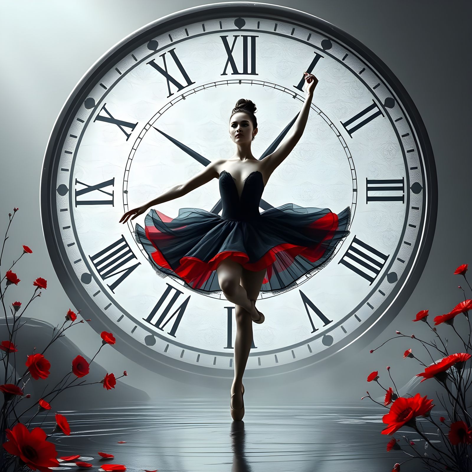 Ballet Dancer Embodies Clockwork Fantasy in Vibrant Black Wh...