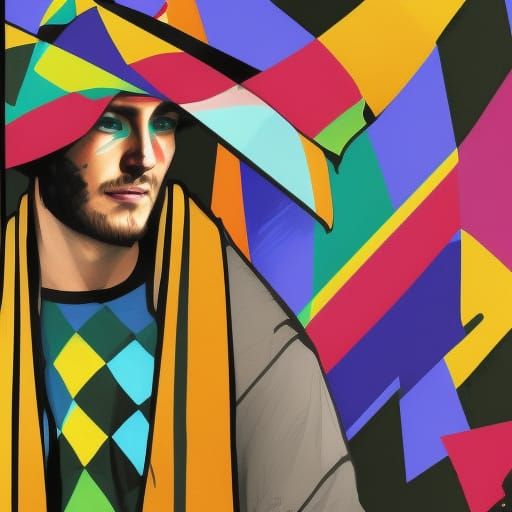 Rainbow Feather Portrait in Hyperdetailed Style