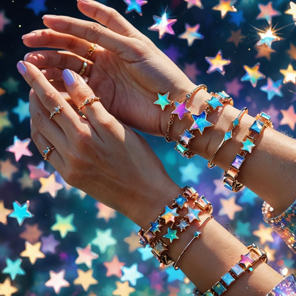 Colorful Glass Star Bracelet in Digital Art