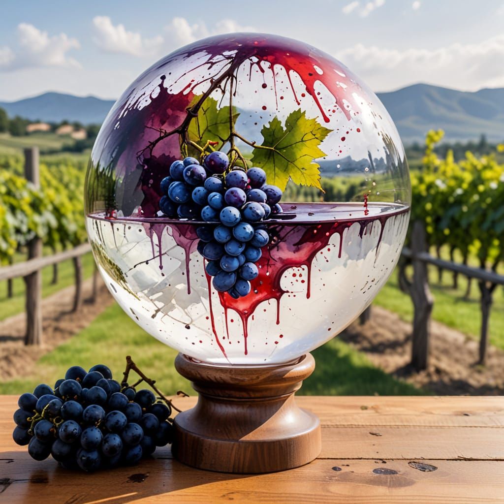 Surreal Still Life of Grapes and Lips in Vibrant Watercolor
