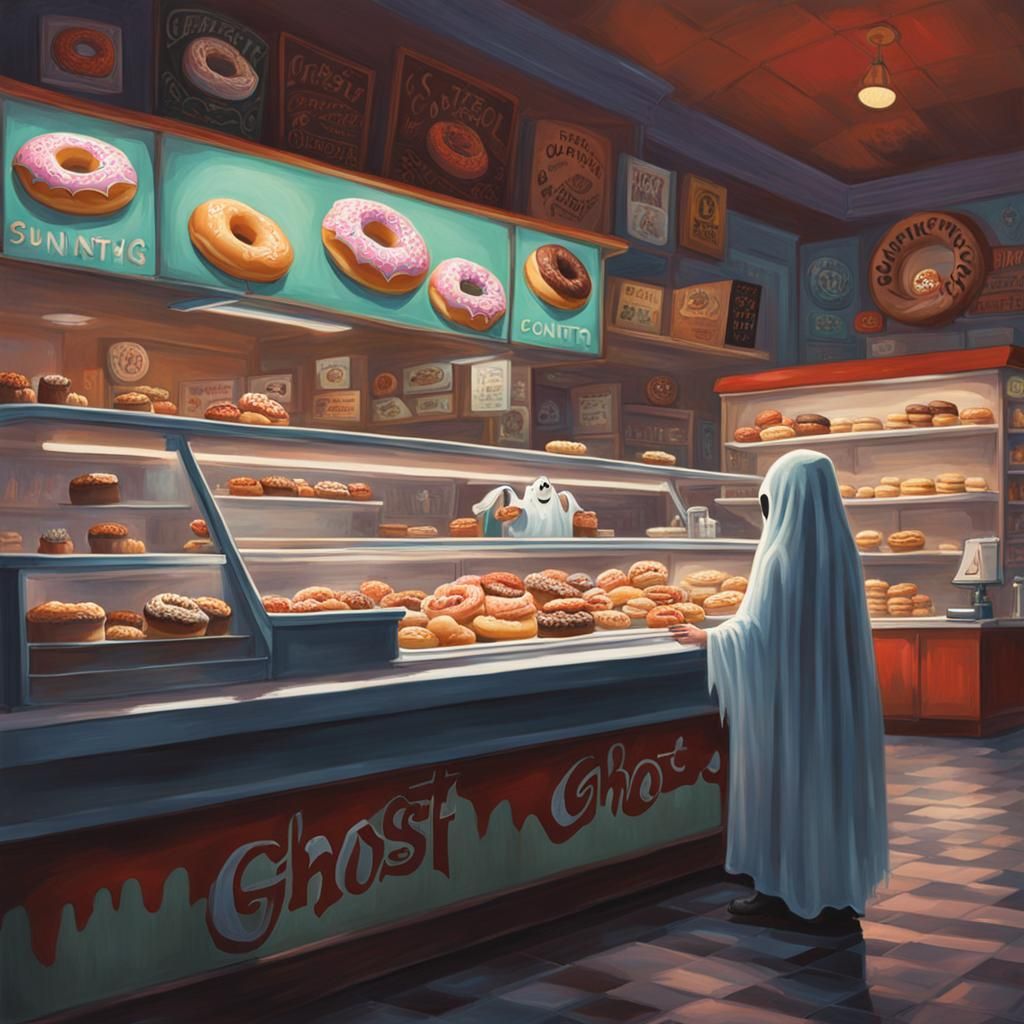 Sinister Ghost Woman in Scary Donut Shop
