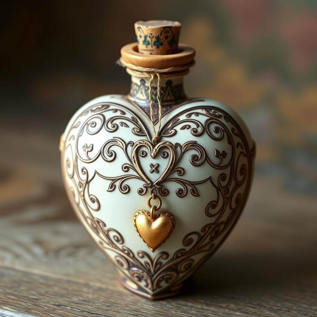 Ornate Heart-Shaped Love Potion Bottle