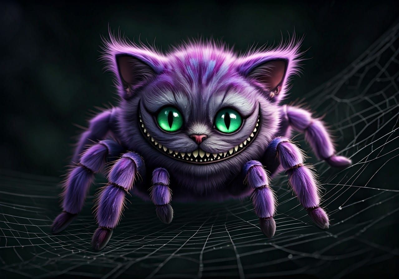 Hyperdetailed Kawaii Cheshire Cat-Tarantula Hybrid