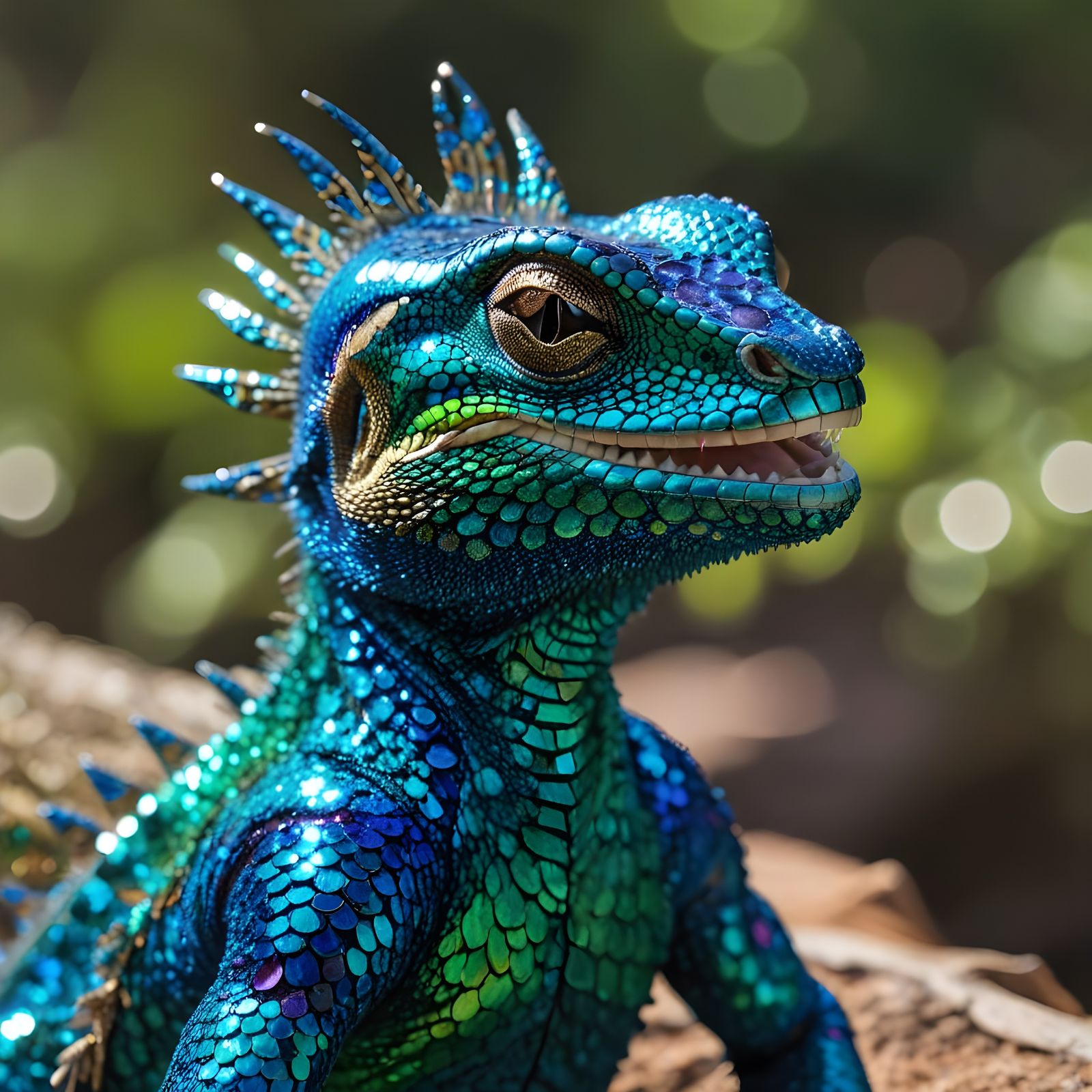 Vibrant Lizard Showcases Dazzling Sequin Coat