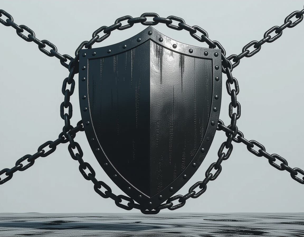 Imposing Steel Shield with Chain Emblem