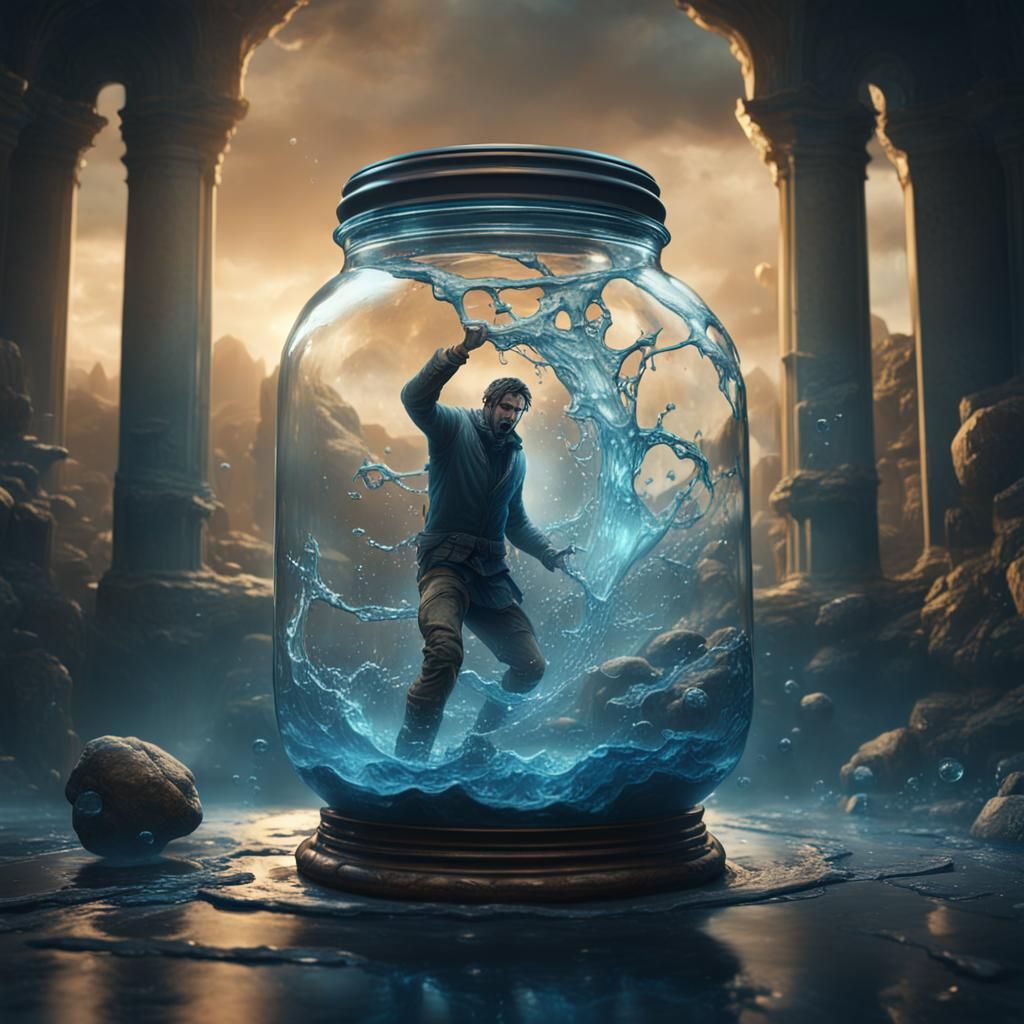 Man Trapped in Flooded Glass Jar