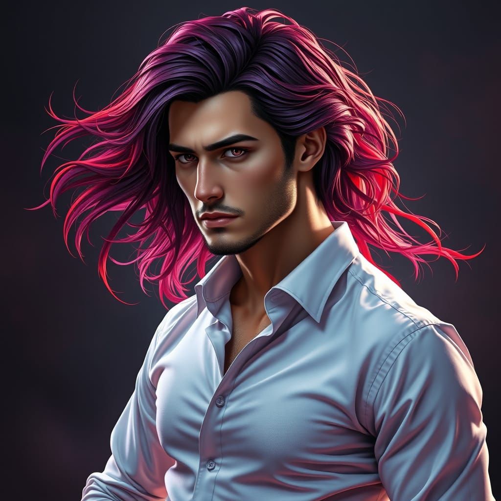 Seductive Teacher with Flowing Hair, Art Nouveau Style