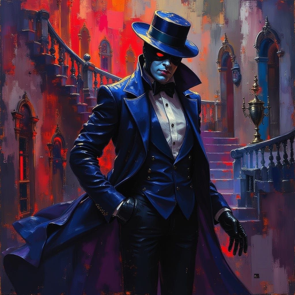 Mysterious Masked Man in Expressionist Victorian Style