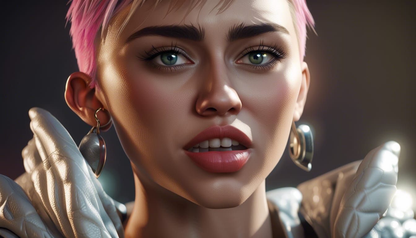 Miley Cyrus in 3D Game Cinematic Style