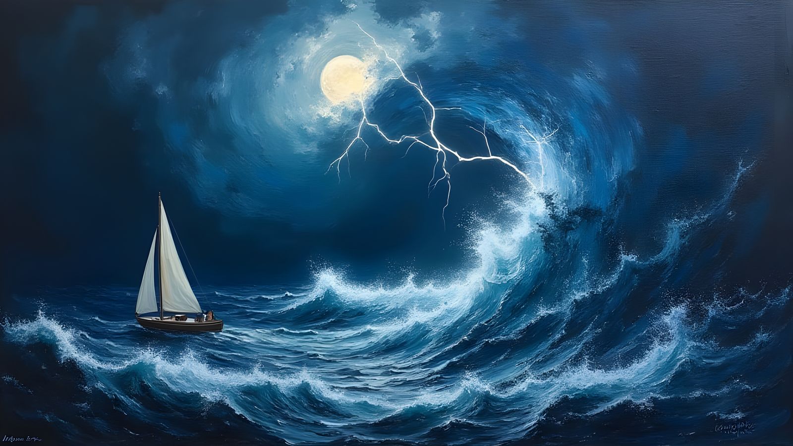 Turbulent Seascape in Impasto Oil Painting