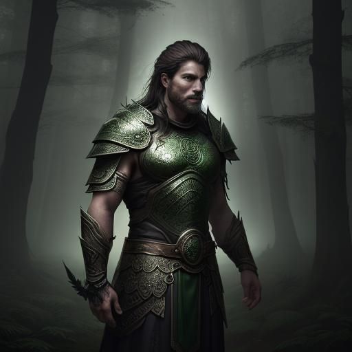 Celtic Warrior in Mystical Forest: Concept Art