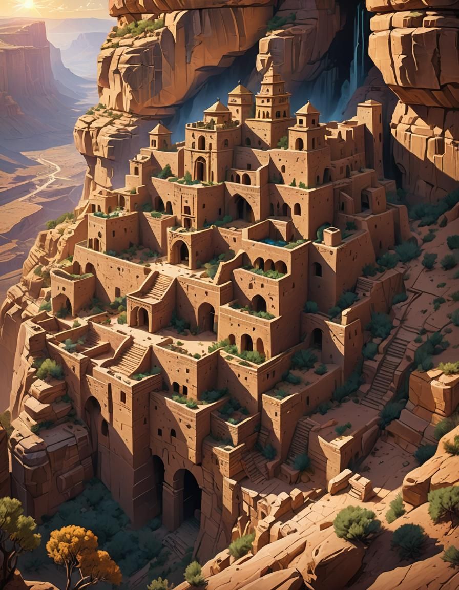 Epic Desert Palace in Pueblo Architecture Style