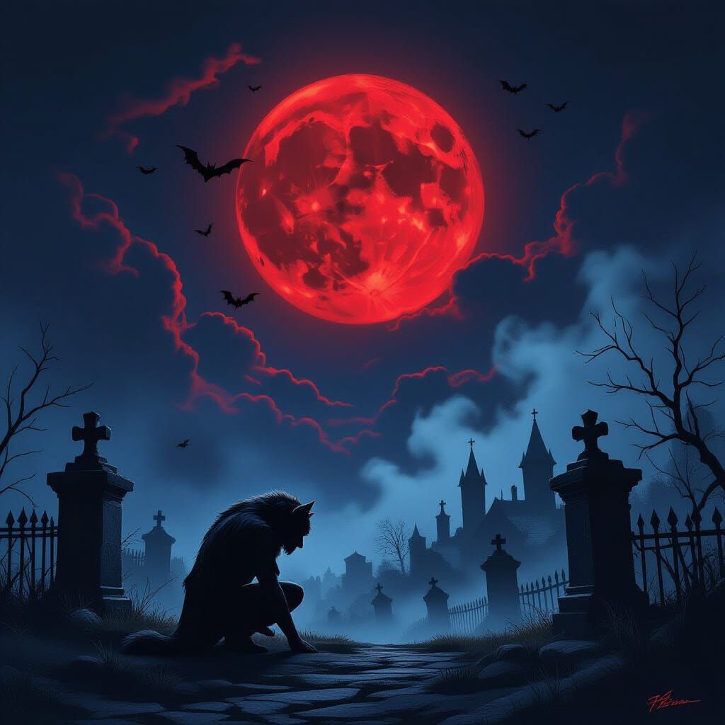 Werewolf Transformation Under Blood Moon