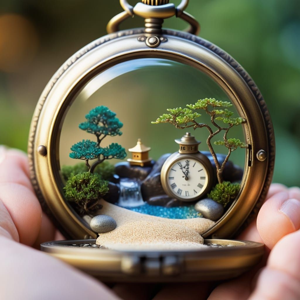 Zen Garden in Pocket Watch: Miniature Concept Art