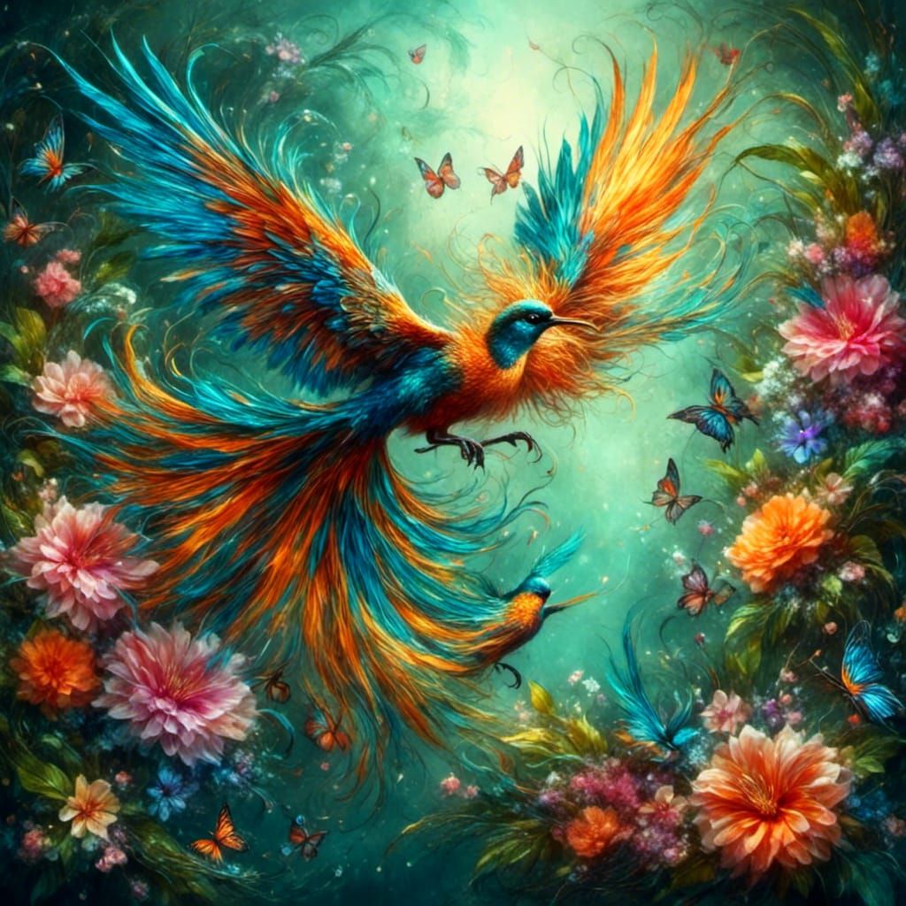 Exotic Birds of Paradise in Digital Art