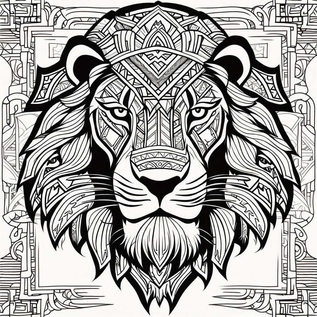 Lion Tattoo Design in Samoan Art Style