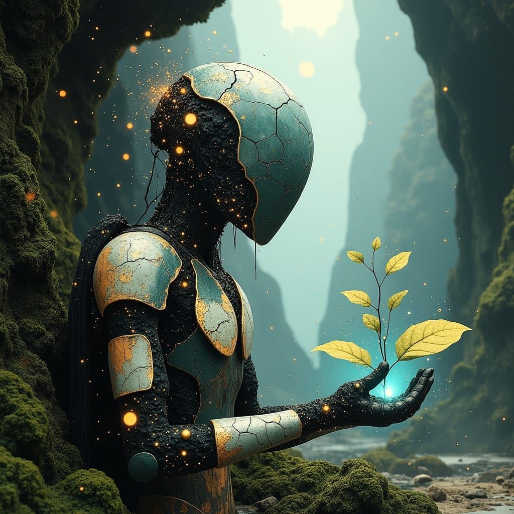 Robot in Cavern: Digital Art Inspired by Stalenhag