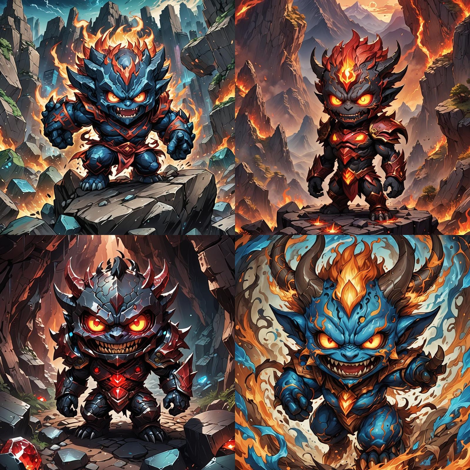 Chibi Demonic Earth Elemental: Cel-Shaded Anime Art