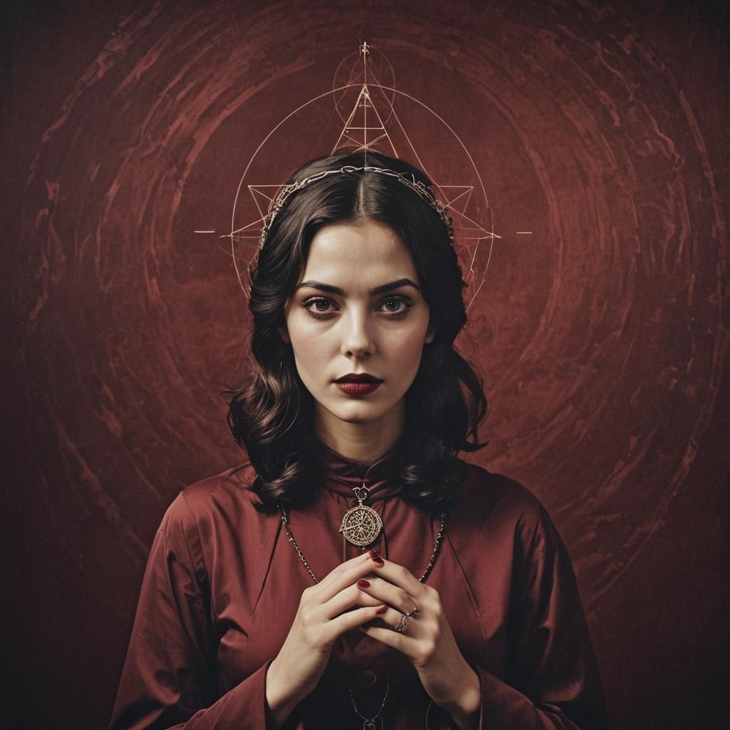 Retro Photograph: Young Woman in Esoteric Setting