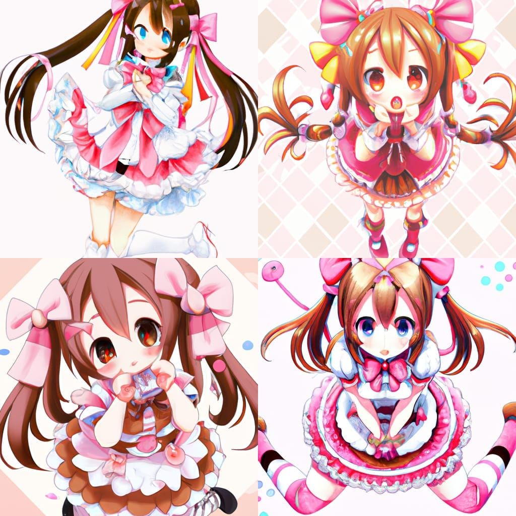 Chibi Anime Girl with Pigtails in Anime Key Visual Style