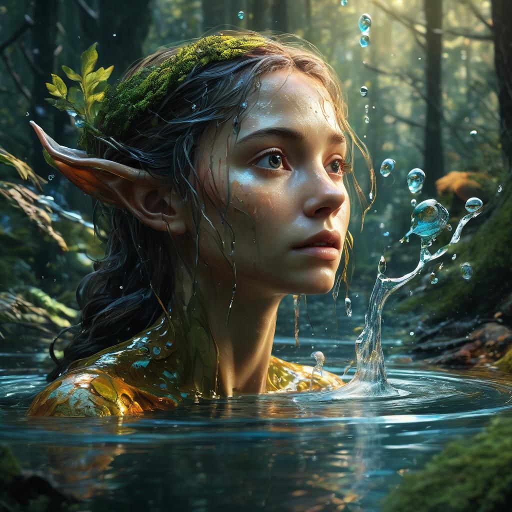 Enchanting Elf Reads Future in Forest Bubble