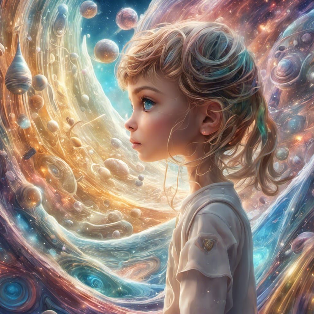 Amazed Face Stares at Cream Spaceship in Wonderland