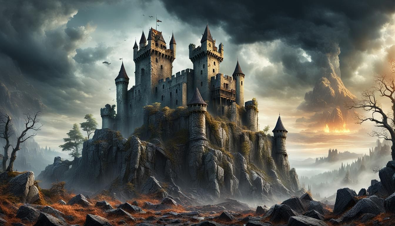 Ruined Medieval Castle in Horror Environment