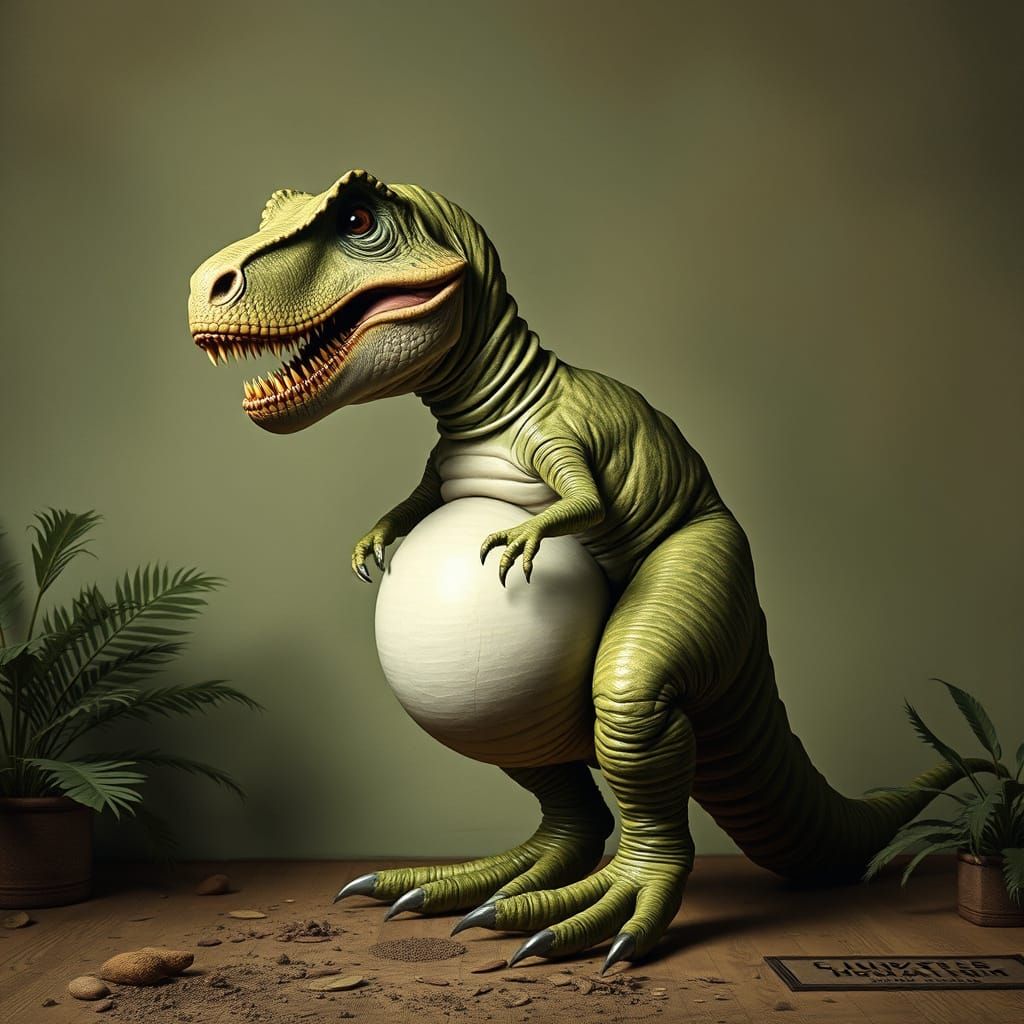 Dinosaurs of the Future: A Pregnant Tyrannosaurus Rex in Cyb...