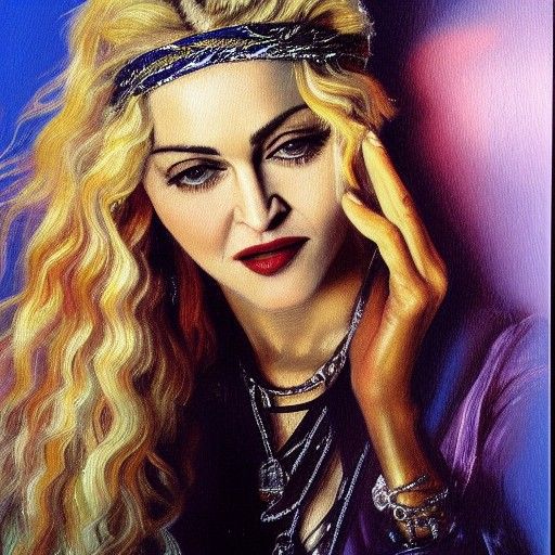 Madonna Portrait in Oil Painting Style