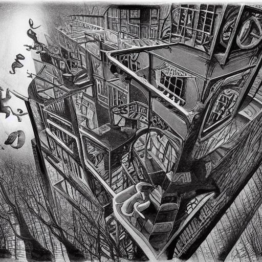 Surreal Floating Figure in Dreamlike Cityscape