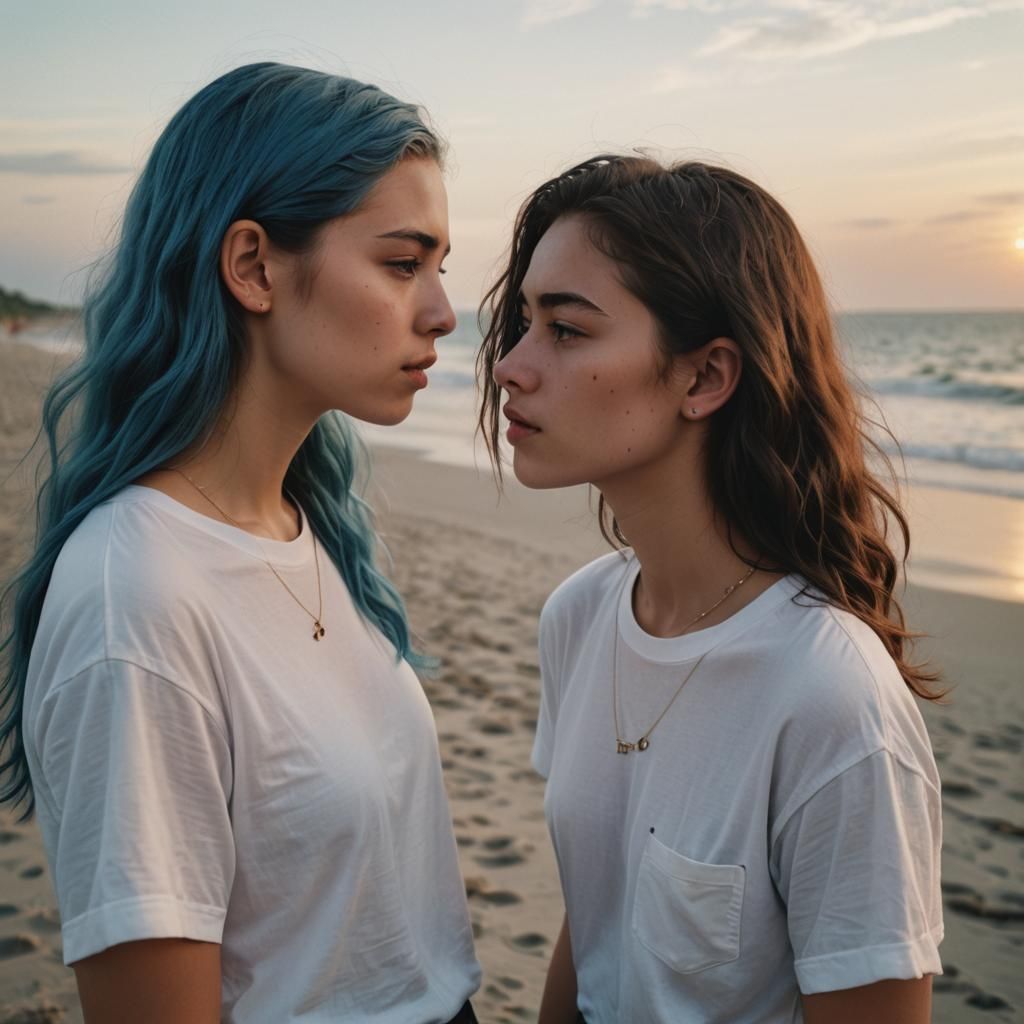 Teen Romance at Sunrise: A Cinematic Beach Scene