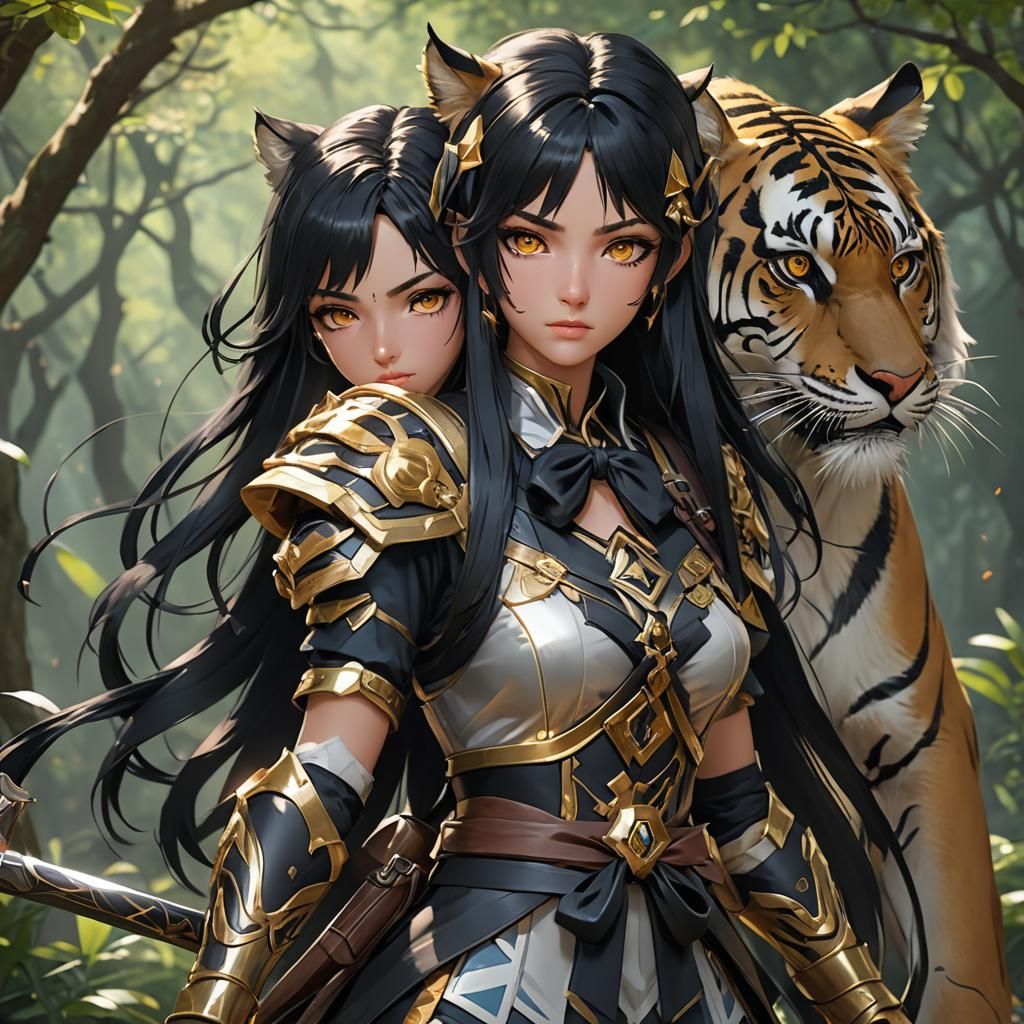 Anime Ranger Girl with Tiger's Eye Skin