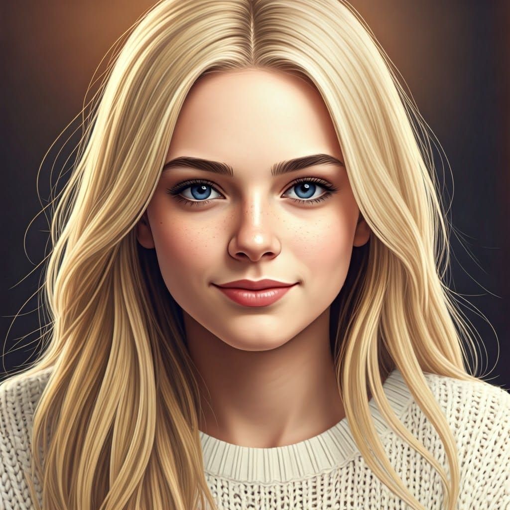 Dreamy Portrait of Blond Teenager in Digital Art Style