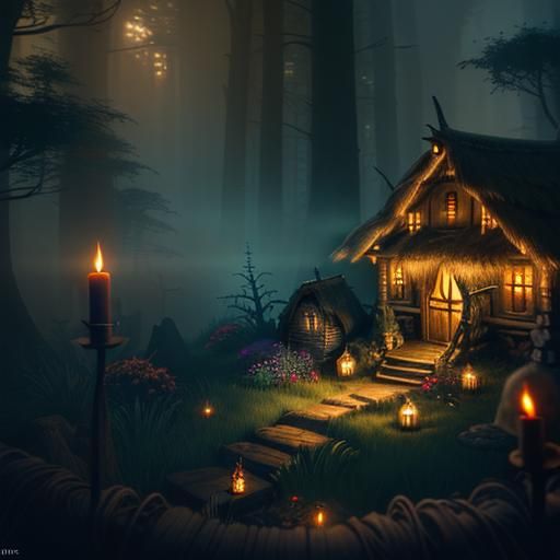 Weaving Spells: Dark Fantasy Witch in a Hut