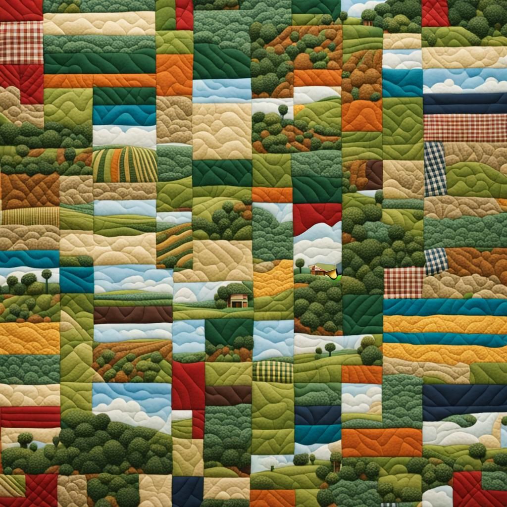 Patchwork Quilt of American Farmland View