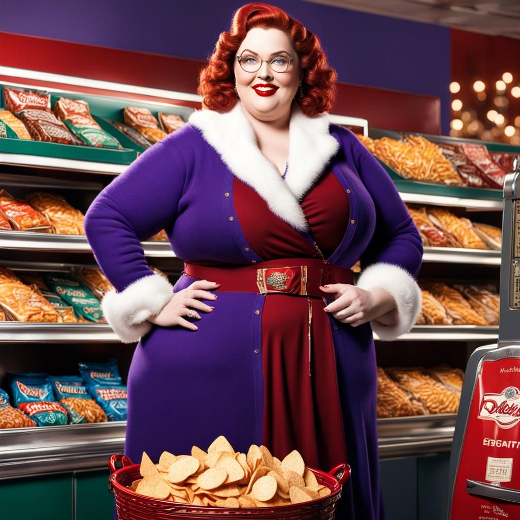 Plus Size Model Advertisement in Detailed Matte Painting