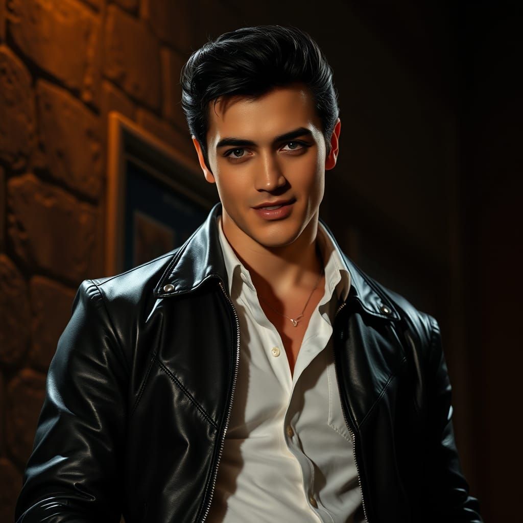 Elvis Presley Lookalike in Film Noir Style