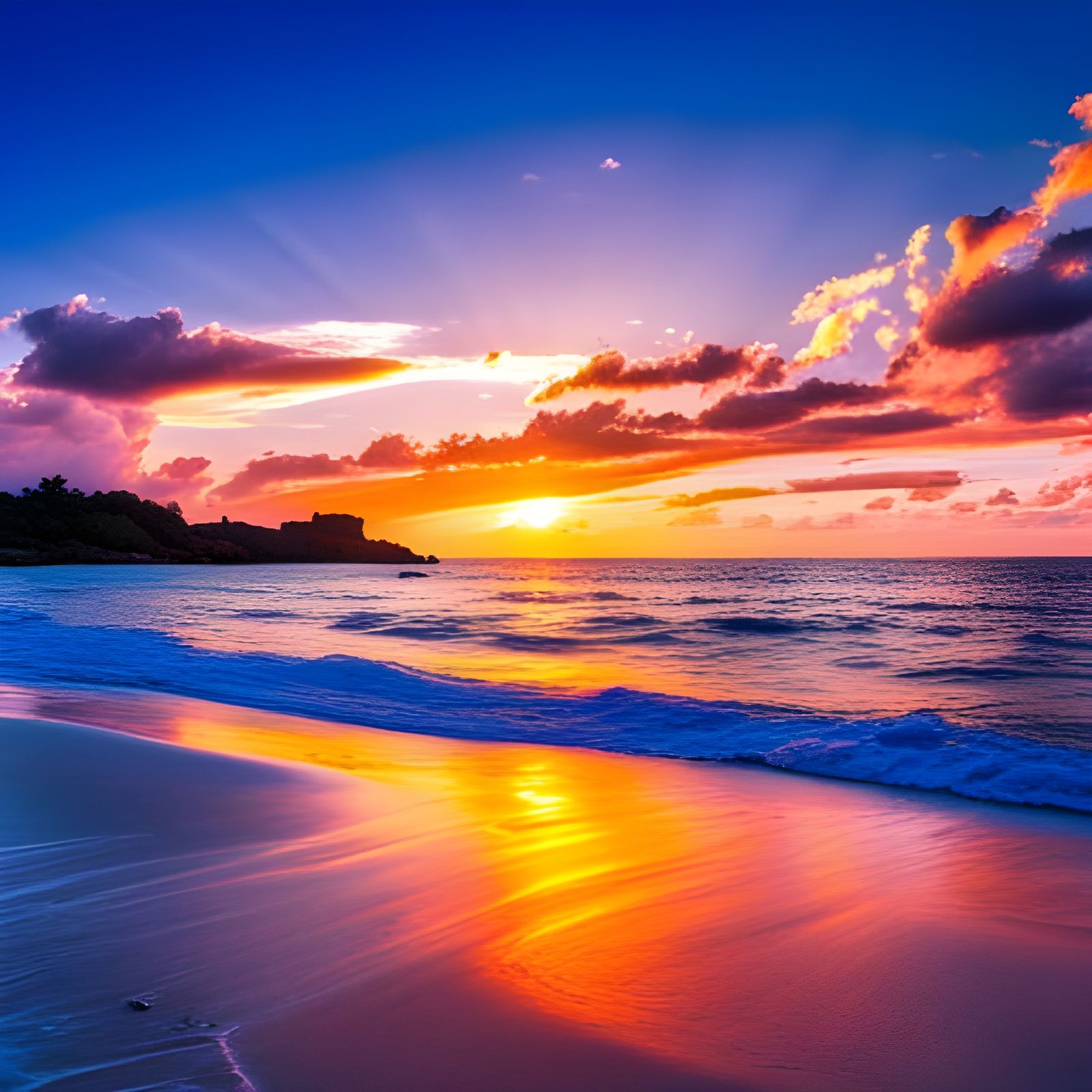 Caribbean Island Sunset: A Realistic Beach Photo