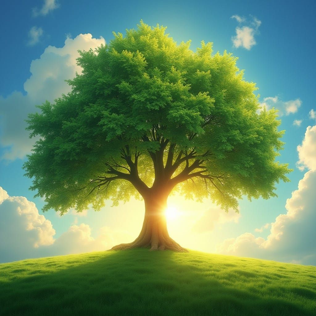 Tree of Life Illuminated in Golden Light