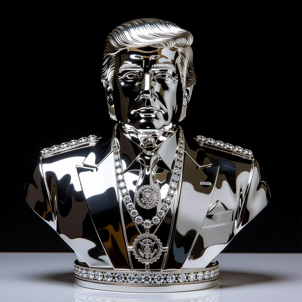 Donald Trump Sterling Silver Sculpture with Diamonds