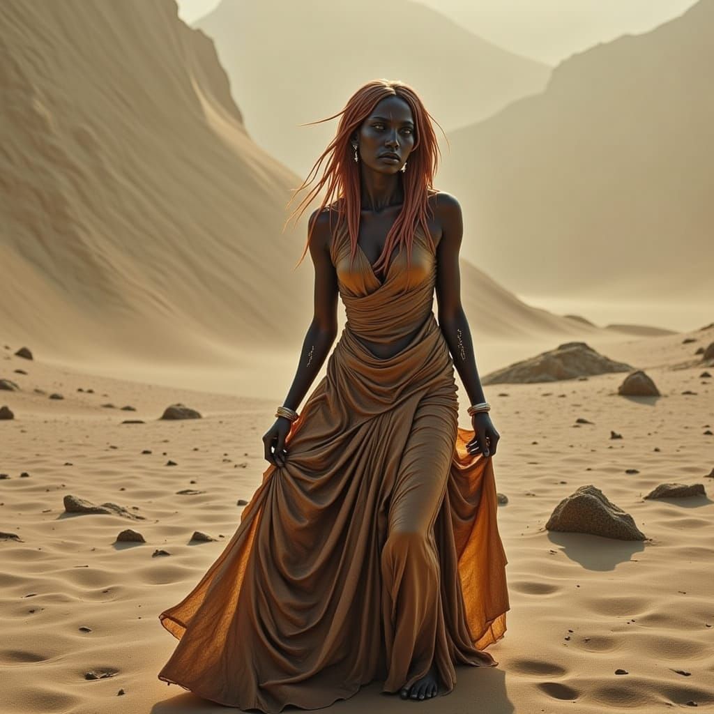 Elemental Desert Witch in Cinematic Film Still