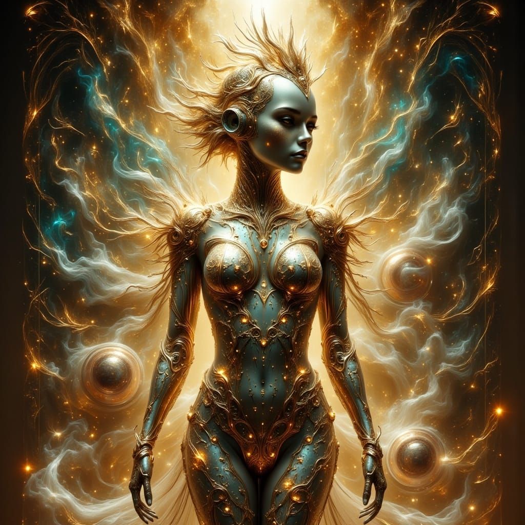 Showgirl Robot in Art Nouveau Style