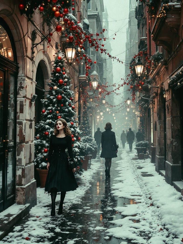 Christmas Horror Pin-Up In Sickly Festive Hues