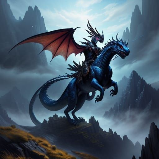Majestic Dragon Flying Through Epic Mountain Range